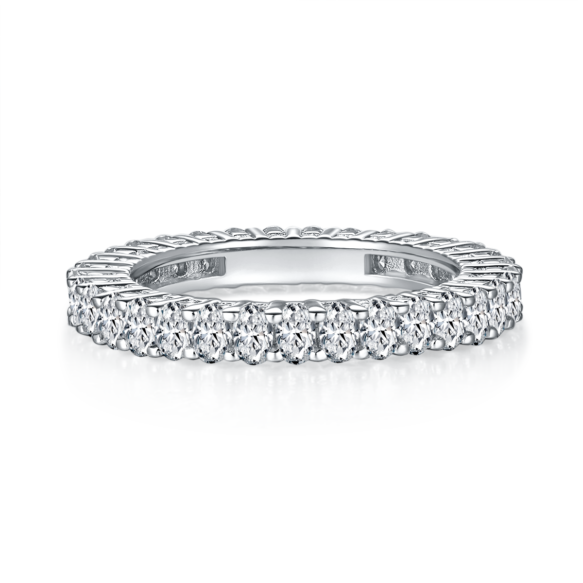 Oval Full Body Ring S925 Silver Plated Platinum Moissanite Women's Ring 3.4 Carat D-Class